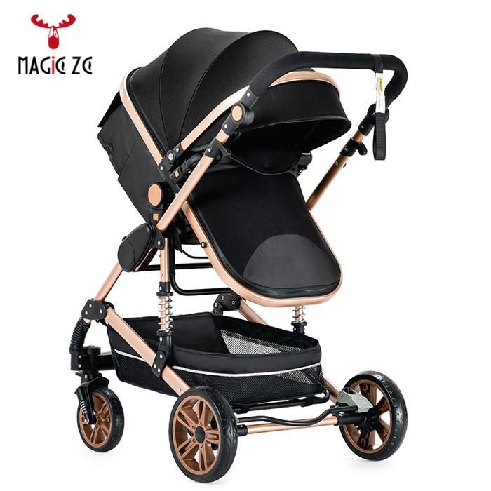 Poussette bebe 3 en 1, Poussette pour nouveau-né - Magic ZC - Poussette pliable automatique en Un Clic, supoort en aluminium,