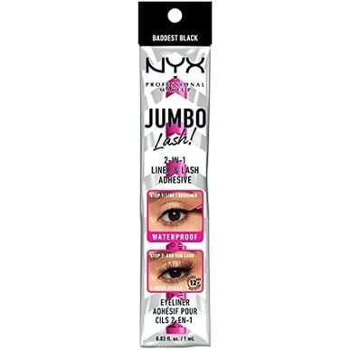 Nyx Professional Makeup -rajauskynä ja jättiripset 2-in-1 -kiinnitysaine 1 kpl 1 kpl