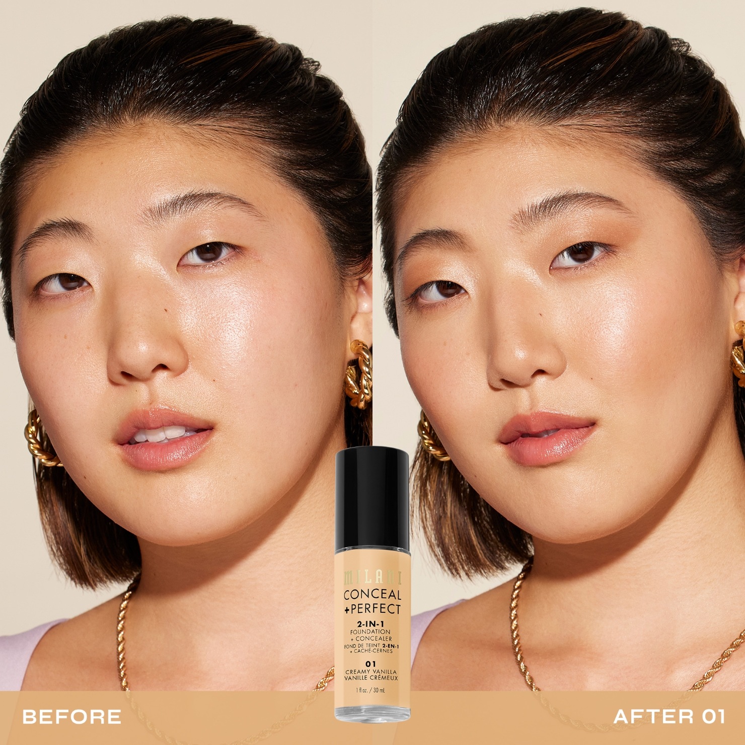 Milani Foundation 2-in-1 korektors + - 30 ml