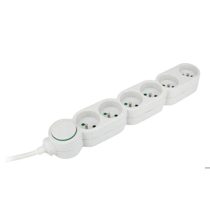 Regleta de enchufes ecológica de 6 tomas (2P+E) para el hogar - Blanca - Zenitech