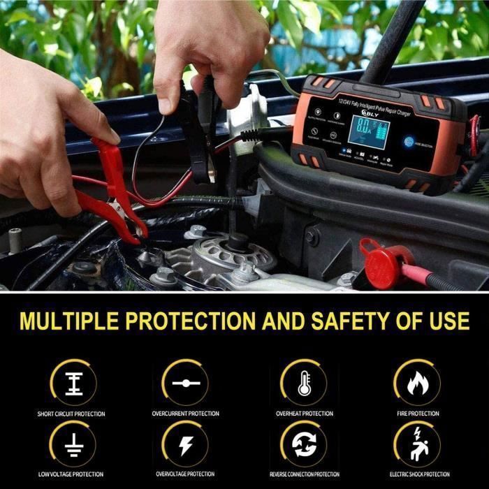 Cargador de baterías HUAFIY - 12/24V - 8A - 150AH - Inteligente y con pantalla táctil
