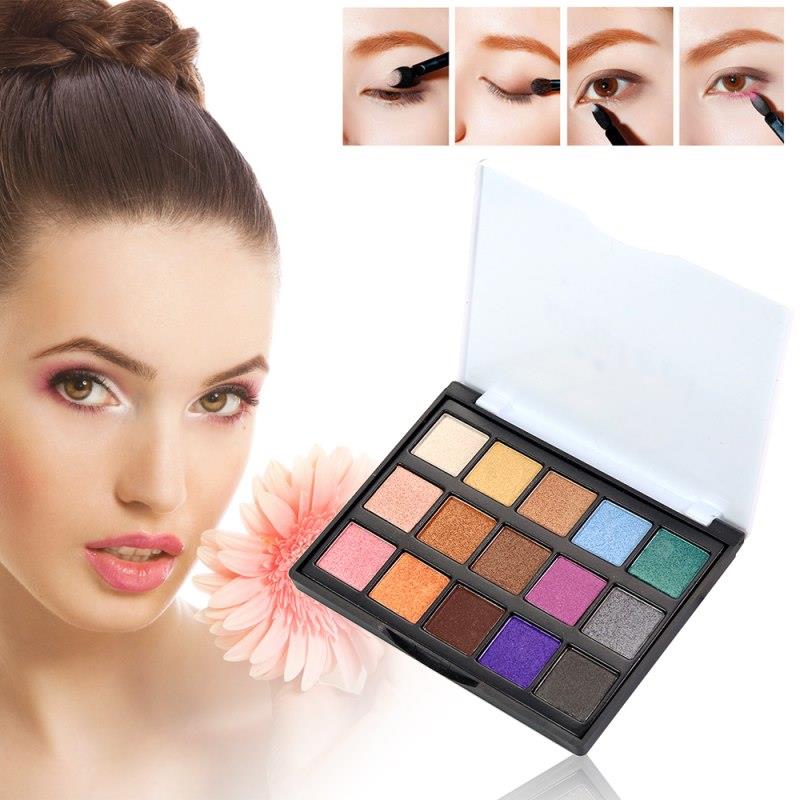 Palette de 15 fards à paupières naturels, teinte nude, nacrés et waterproof TSLM2