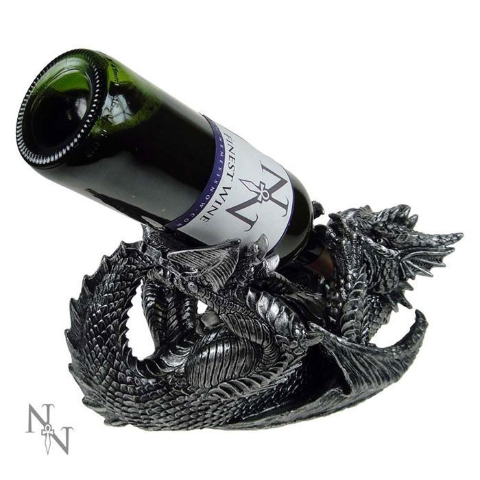 Porte-bouteille de vin - NEMESIS NOW - Dragon Guzzler - Argent - 32 cm - Gothique