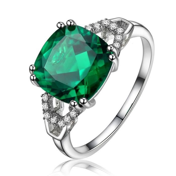 Anillo de boda de lujo RMEGA para mujer - Chapado en oro blanco - Circonita - Tamaño ajustable - Regalo de aniversario