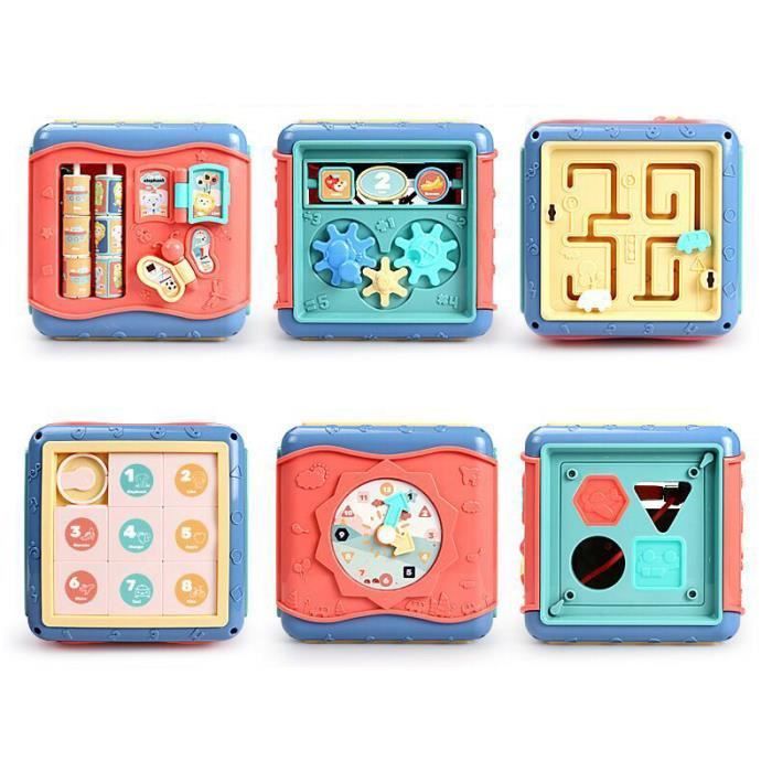 ZGEER 6-in-1 Baby Activity Cube - Multicolor - Musical and Shape-Working Educational Toy for 12-18 Months