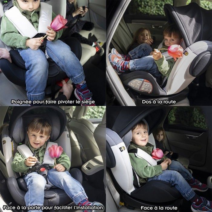 ZELI Siège-auto évolutif i-Size pivotant 360° enfants de 40 à 150 cm 0-36 kg Isofix Top Tether Vert avec canopy