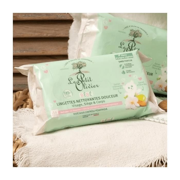 Le Petit Olivier - Lingettes Nettoyantes Douceur - Bébé - Dès La Naissance - x56