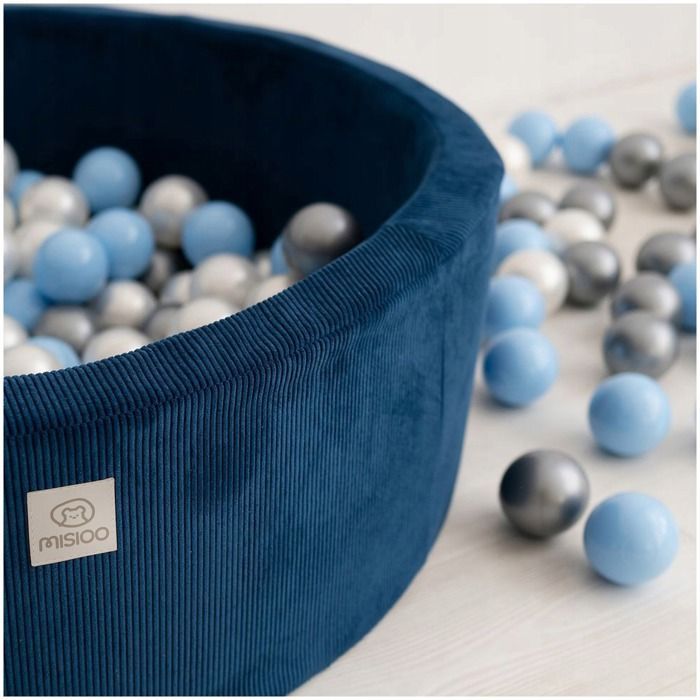 MISIOO Palline colorate in plastica per piscina di palline per neonati e bambini, 6 cm, 600 palline: Blu/Argento/Bianco perla