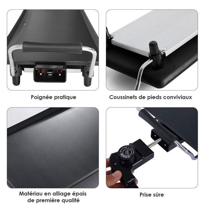 Plancha Electrique Antiadhésive COSTWAY-1800W-90 x 23 CM-Thermostat Adjustable-Tiroir Collecteur d’Huile-Conduction Thermal Rapide