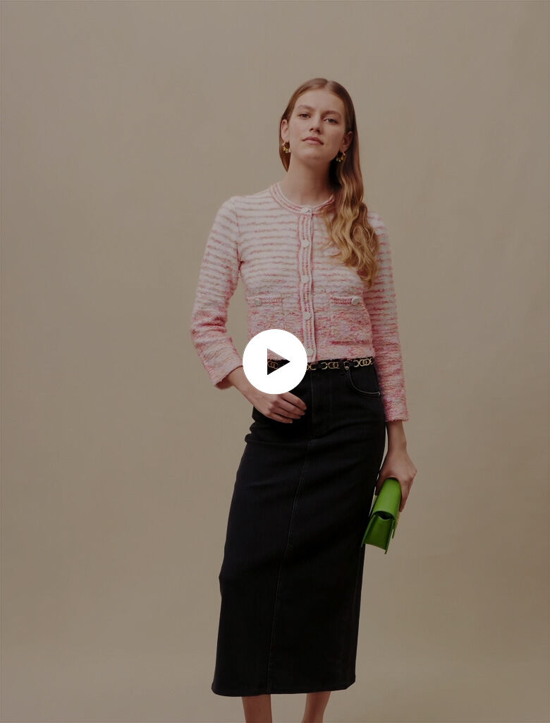 Vest met contrasterende draden - Roze/Ecru