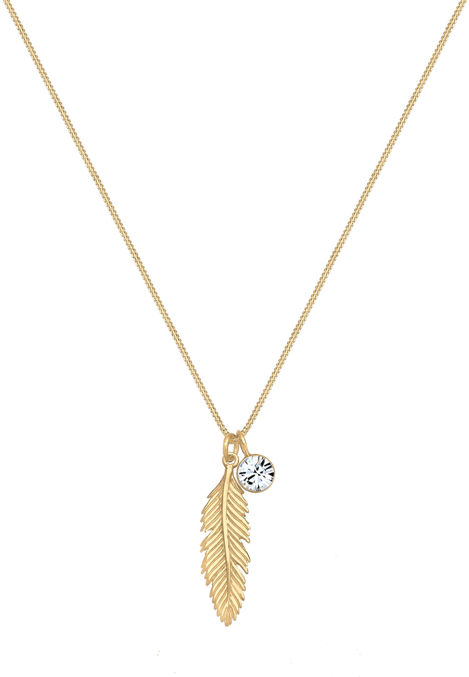 Elli Femmes Pendentif Plume Boho avec Cristal en Argent Sterling 925