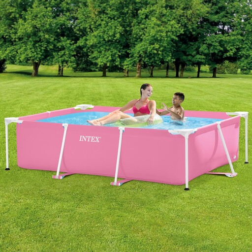 Piscina Intex Small Frame Retangular Rosa Acima do Solo 1.662 L
