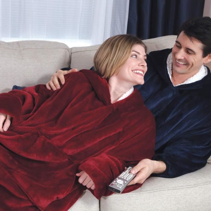 Manta - Sudadera con capucha de franela - Suave - Cálida - Roja