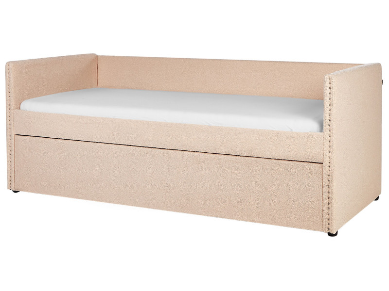 Łóżko wysuwane boucle 90x200 brzoskwiniowe