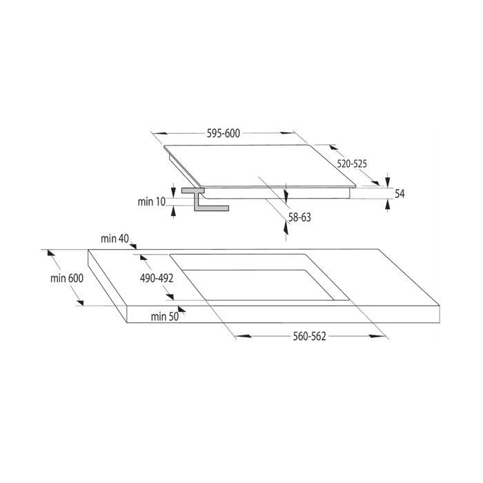 Placa de inducción Hisense de 60 cm con 4 quemadores, 7200 W, negra - HI621FM