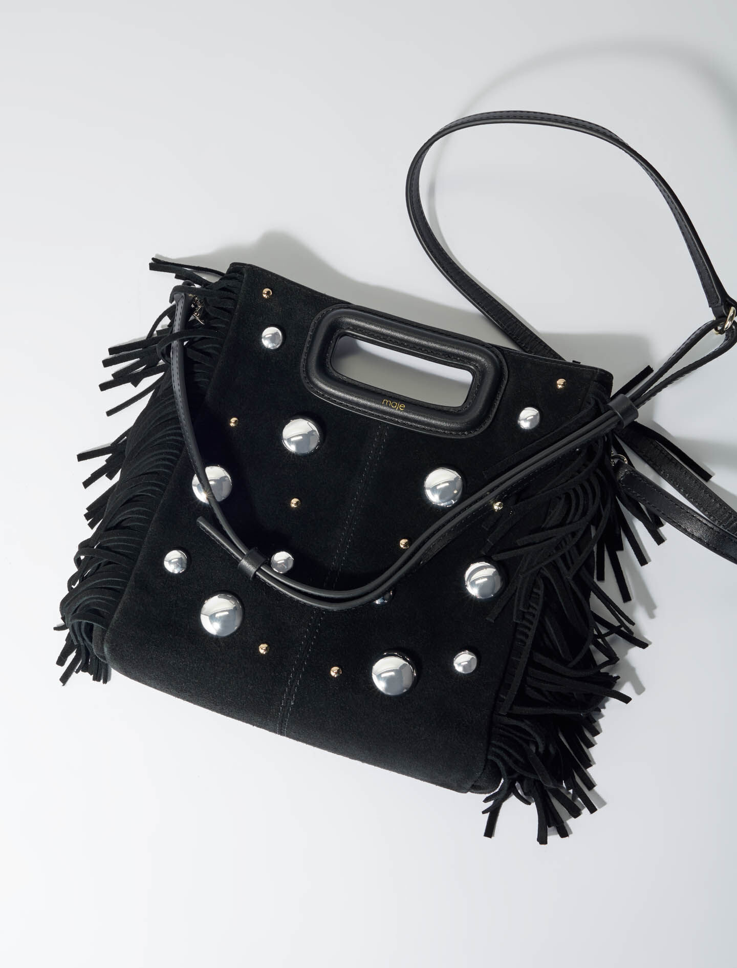 Suède tas maat M met studs - Zwart