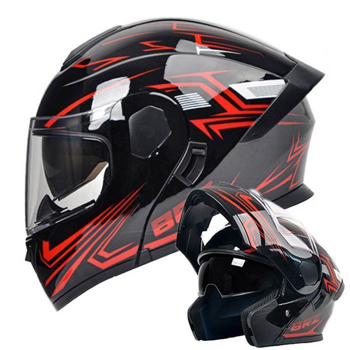 Casco modular de moto para hombre y mujer, apto para todas las estaciones, casco de seguridad - rojo