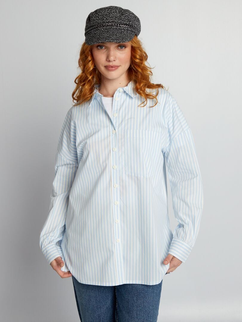 Camisa oversized de popeline - AZUL