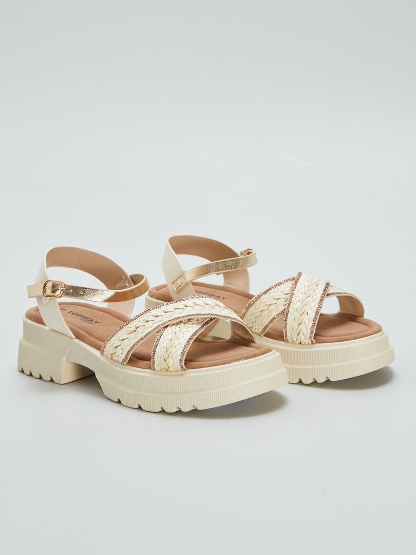 Sandalen met hoge zool - BEIGE