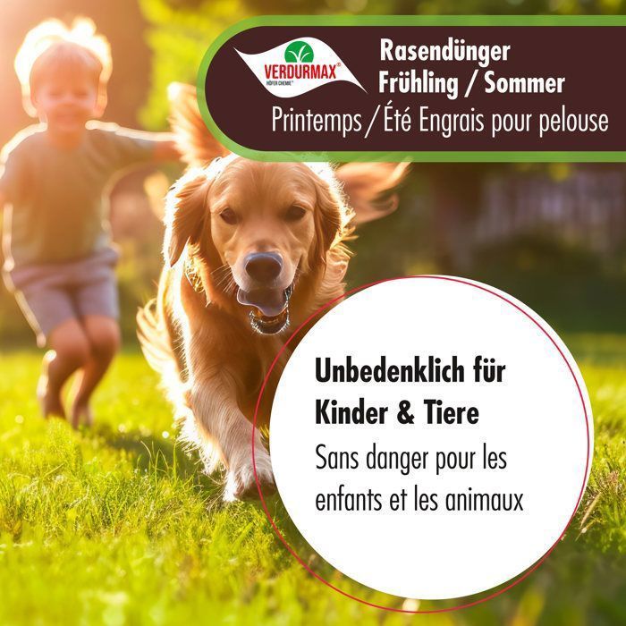Verdurmax 2 x 5 kg Spring & Summer Lawn Fertilizer – Slow-release fertilizer with nitrogen for 500 m² of green lawn