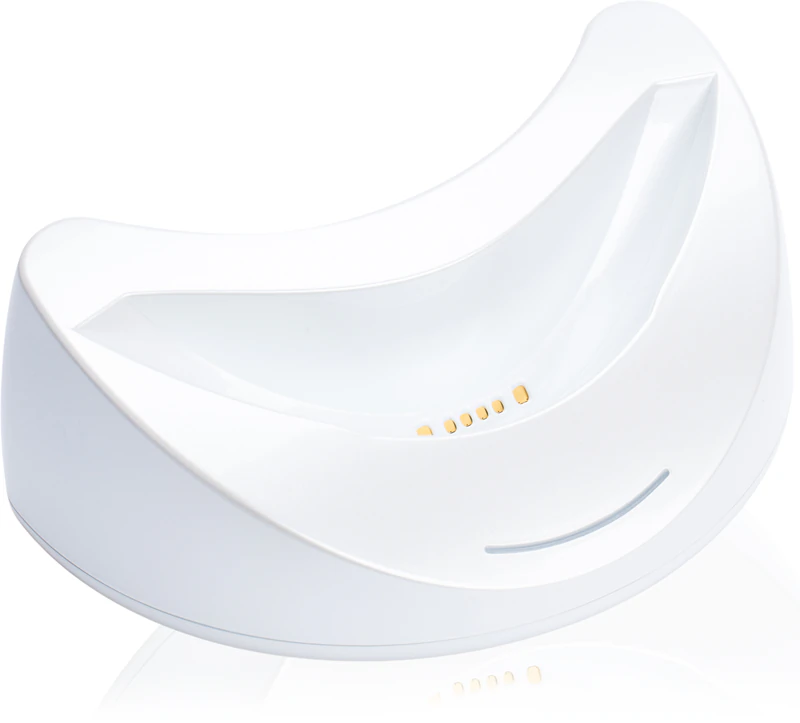 Máscara de LED profissional PALSAR7, branca e dourada, para o rosto e pescoço.
