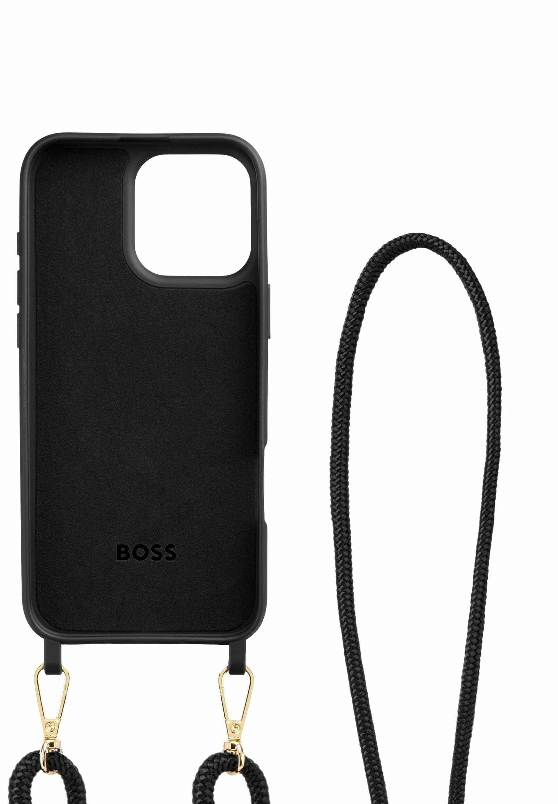 BOSS DOUBLE VOOR IPHONE 16 PRO MAX - Telefoonhoesje - zwart/goud