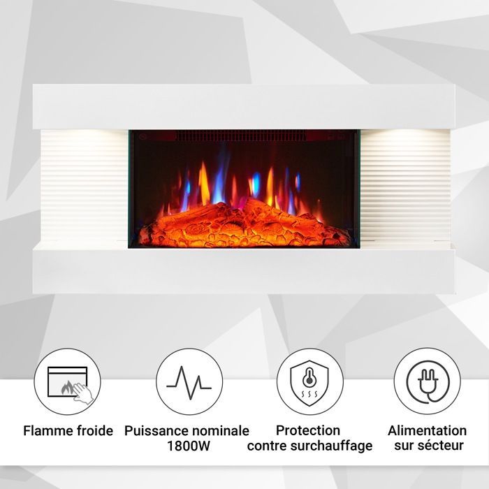 Cheminée électrique BALDERIA Ida – Cheminée murale - Blanc