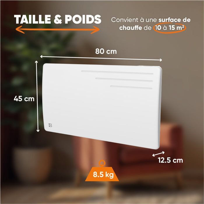 BESTHERM MOTU 1500W Cast Iron Dry Inertia Fixed Electric Radiator - Horizontal, White - NF