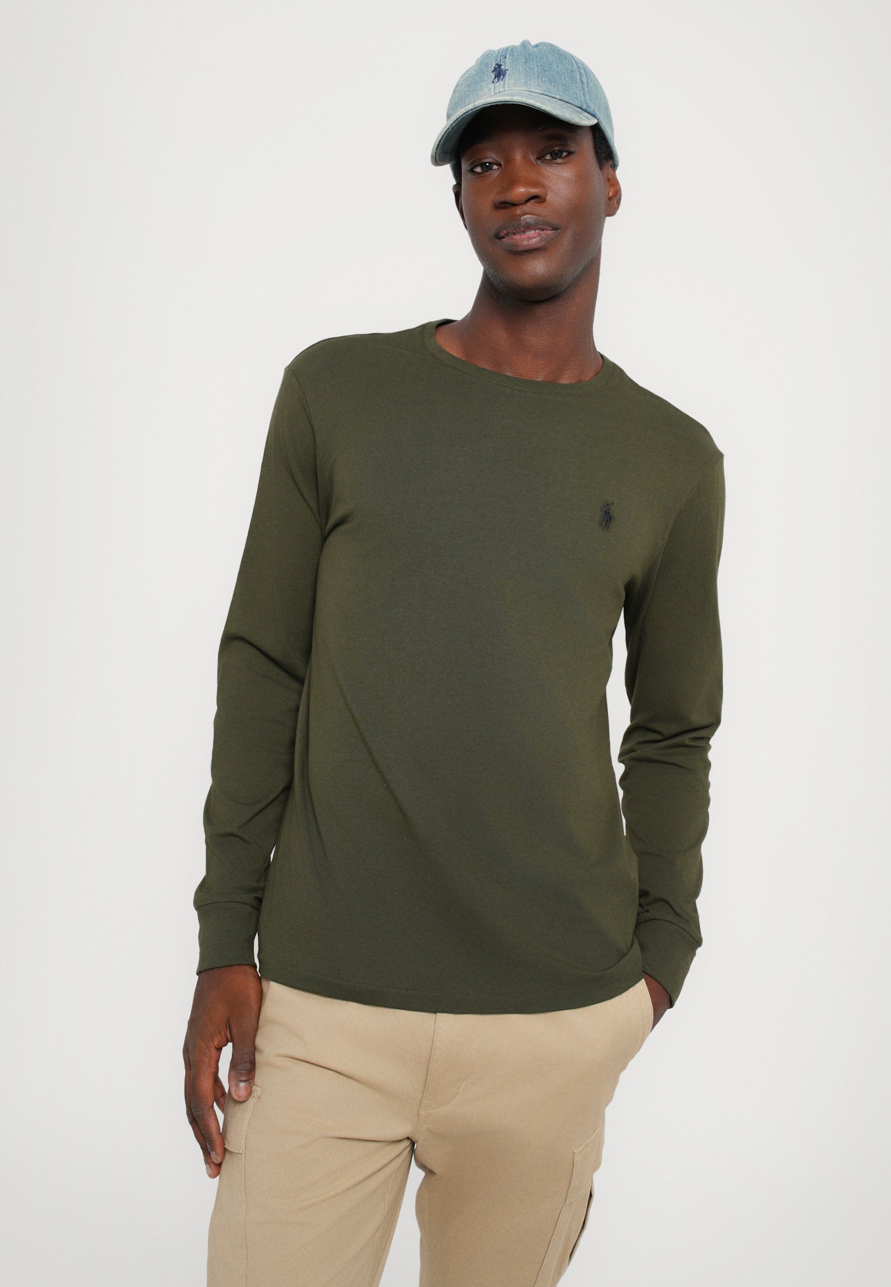 Polo Ralph Lauren CUSTOM SLIM FIT JERSEY T-SHIRT - Top met lange mouwen - bedrijfsolijfgroen
