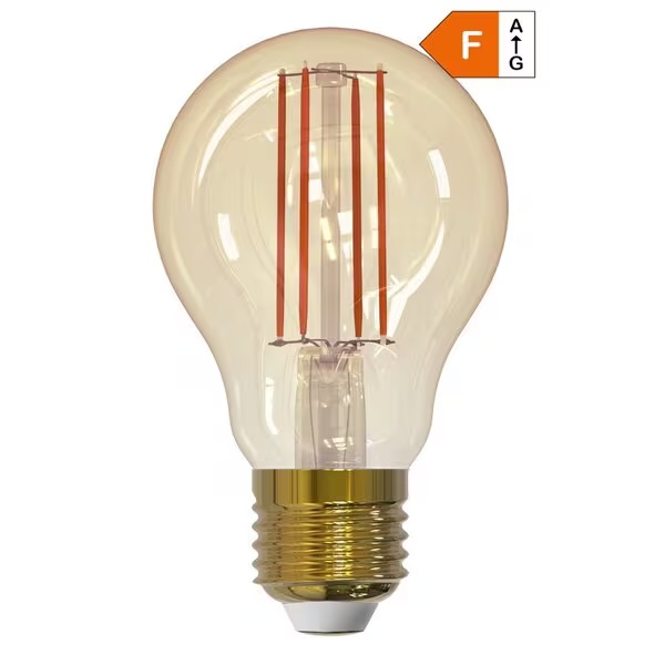 Kruidvat Smart A60 E27 470LM LED сијалица са нитима<br>златне боје