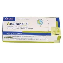 VIRBAC Virbac Anxitane S Suplemento alimentar antiestresse para cães e gatos 30 comprimidos Distúrbios comportamentais
