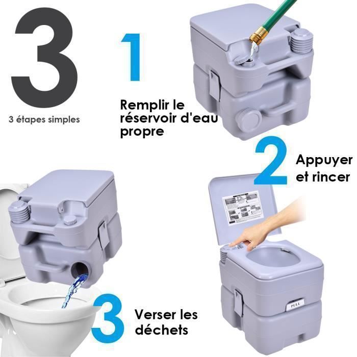 Inodoro químico portátil Giantex de 20 litros para camping, obras de construcción y barcos, color gris.