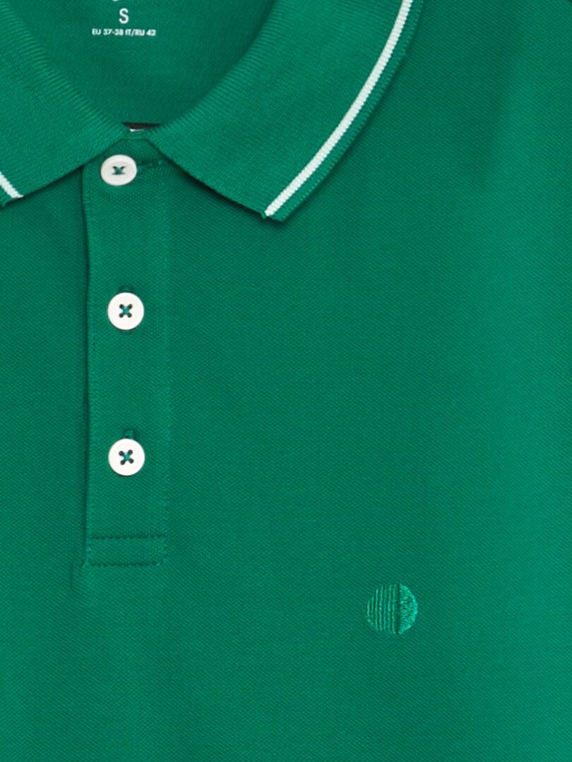 Koszulka polo z bawełny piqué - ZIELONA