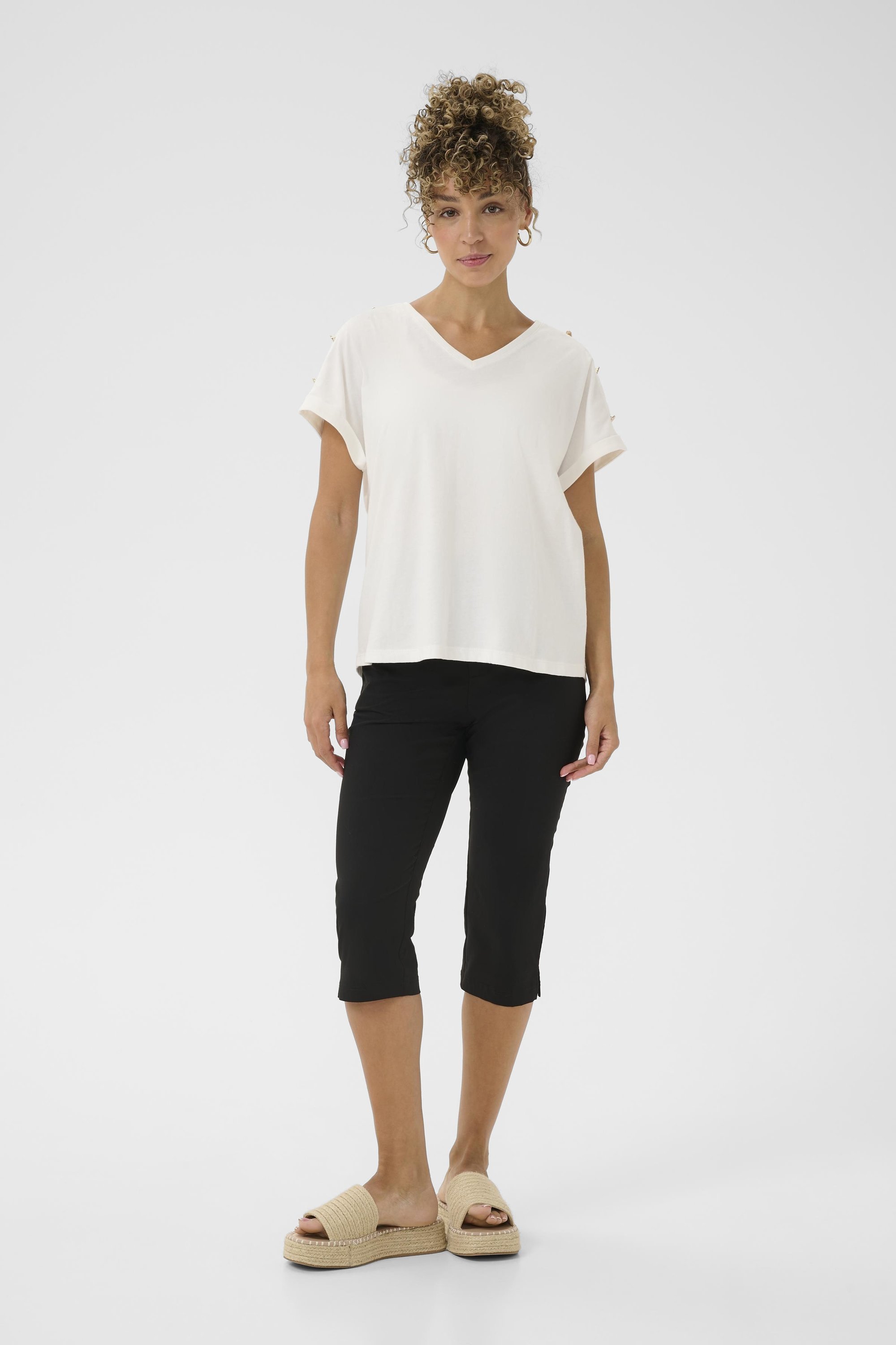 Love Copenhagen LCDOMINIKA BUTTON - Basic T-shirt - sneeuwwit
