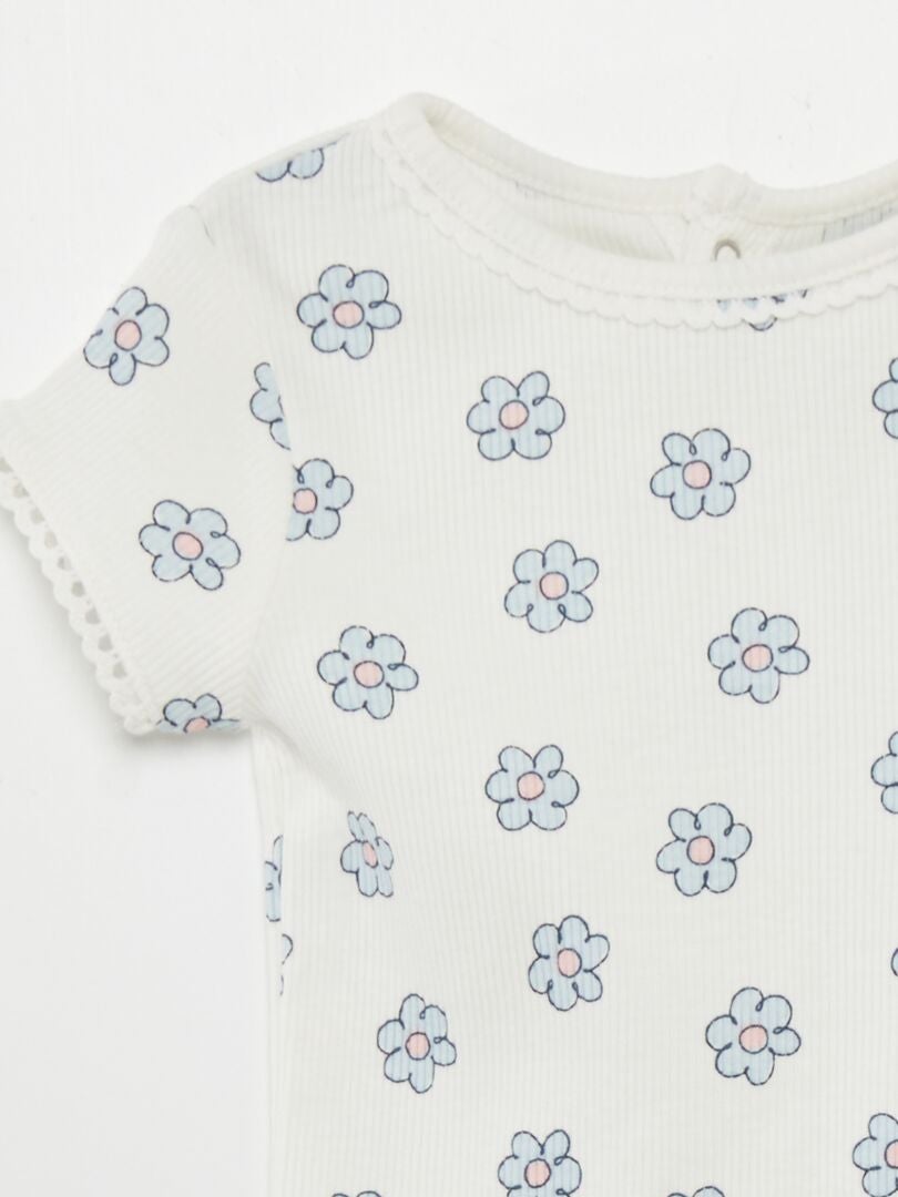 Geribbeld T-shirt - WIT