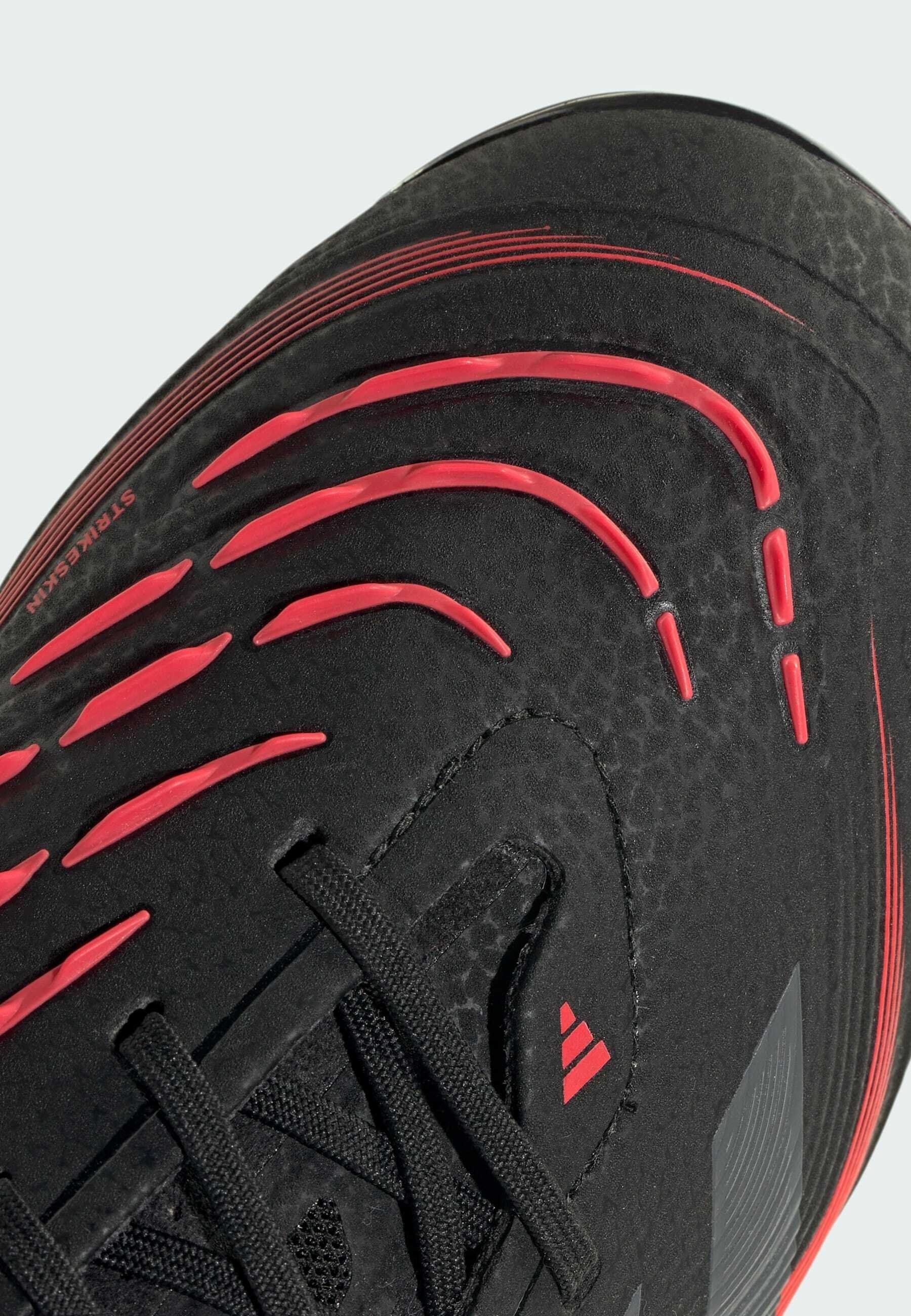 adidas Performance PREDATOR ELITE FIRM GROUND KIDS - Chaussures de football pour terrain ferme - Noir, gris et rouge vif
