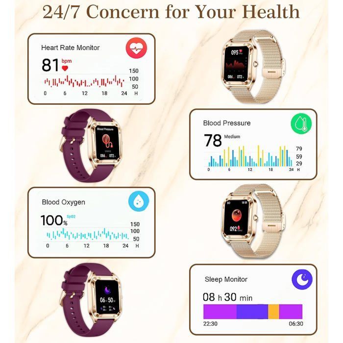 Smartwatch da donna per rispondere/effettuare chiamate, smartwatch Bluetooth da 1,6