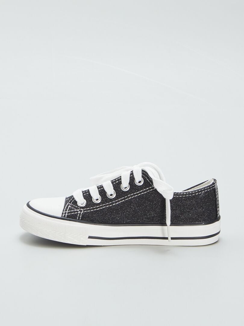 Zapatillas bajas de lona con lentejuelas - negras