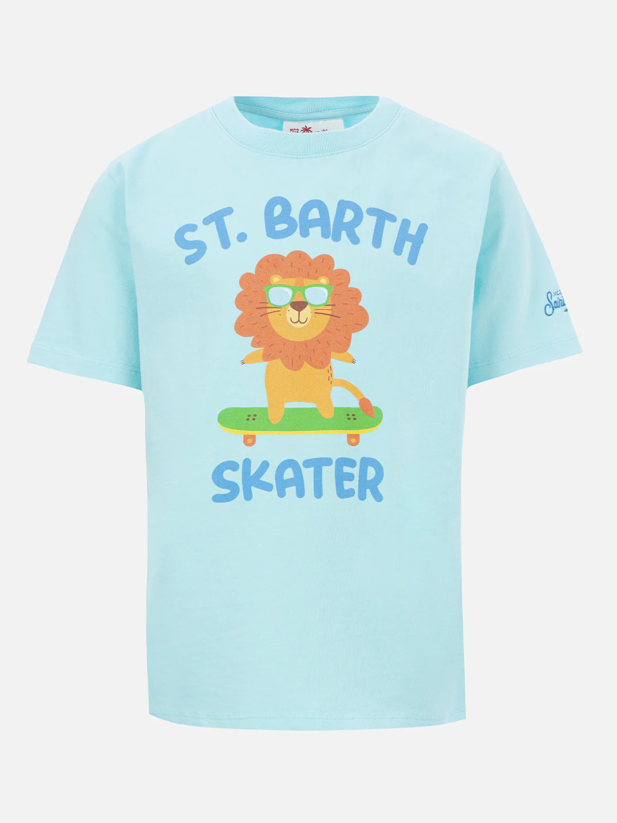 Kinder T-shirt van katoen met print van een schaatsende leeuw uit St. Barth