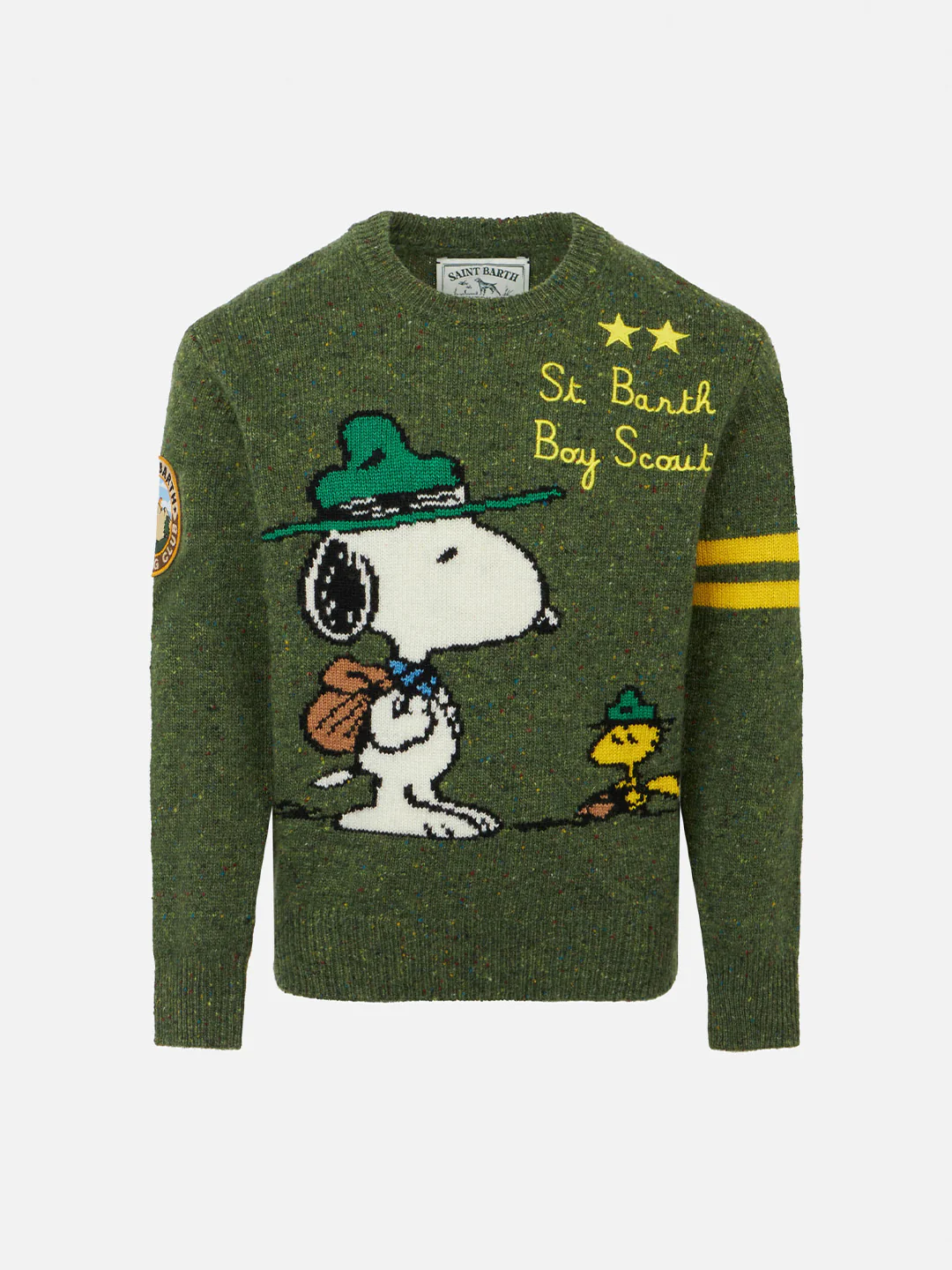 Donegal trui met ronde hals voor jongens en Snoopy jacquardprint | SNO