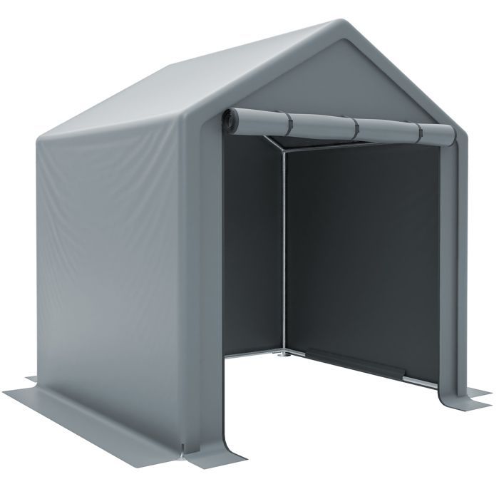 Garage à vélos 190x170x200 cm, abri de jardin / remise de rangement, structure acier galvanisé, bâche PE gris foncé
