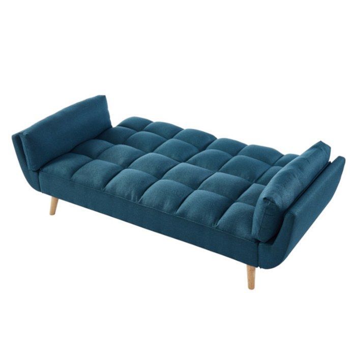 Divano trasformabile a 3 posti LOELINE con meccanismo click-clack in tessuto blu