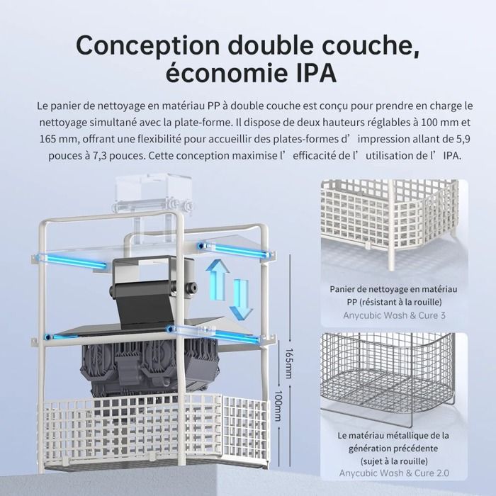 Wash and Cure 3 - ANYCUBIC - 4L - Durcissement UV - Imprimante 3D LCD - Capacité améliorée