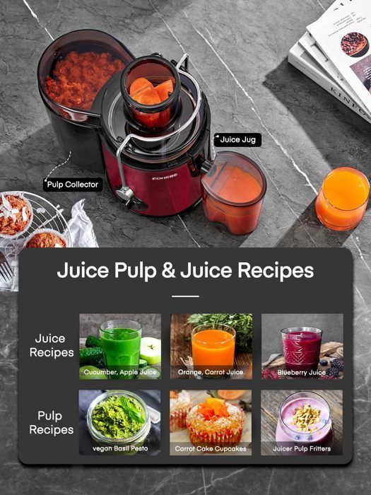 Spremiagrumi centrifugo da 400 W con 3 velocità, per frutta e verdura, con beccuccio antigoccia e ampia apertura di alimentazione.