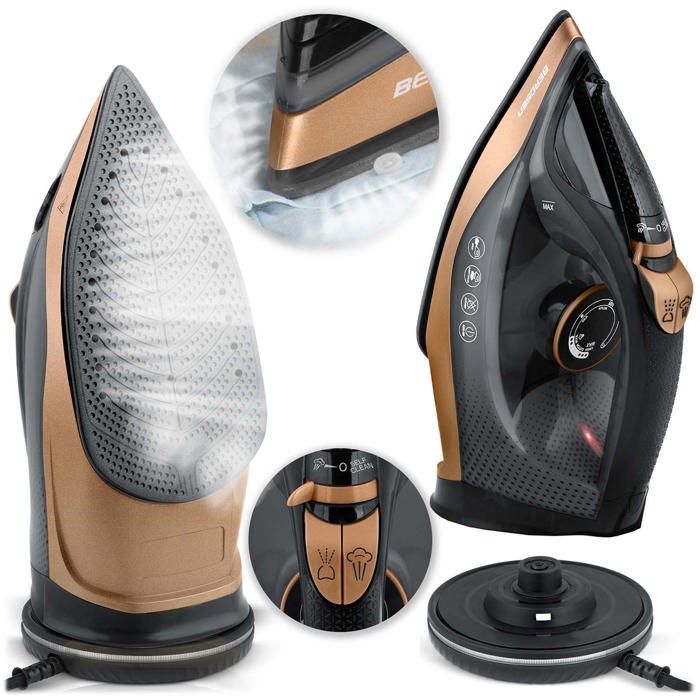 Plancha de vapor inalámbrica - BERDSEN - 2600 W - Suela de cerámica - Autolimpiante - Depósito de agua de 320 ml