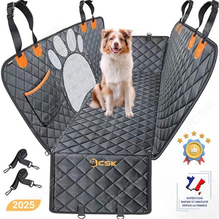 Funda para asiento de coche para perros BCSK® - Protección para el asiento trasero del coche para perros con red de sujeción - 147 x 137 cm