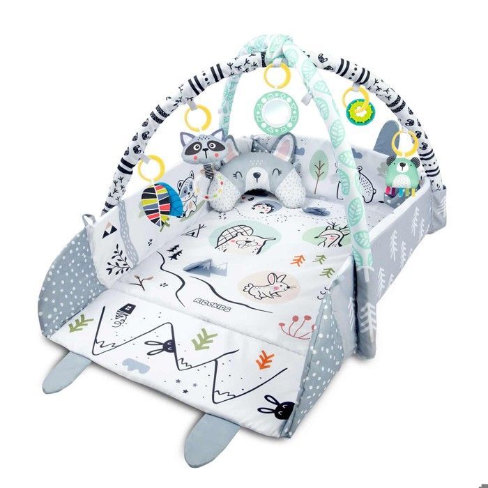 Tapis éducatif interactif - RICOKIDS - 110x100 cm - Lapin - Double face - Jouets multifonctionnels - Coussin doux inclus