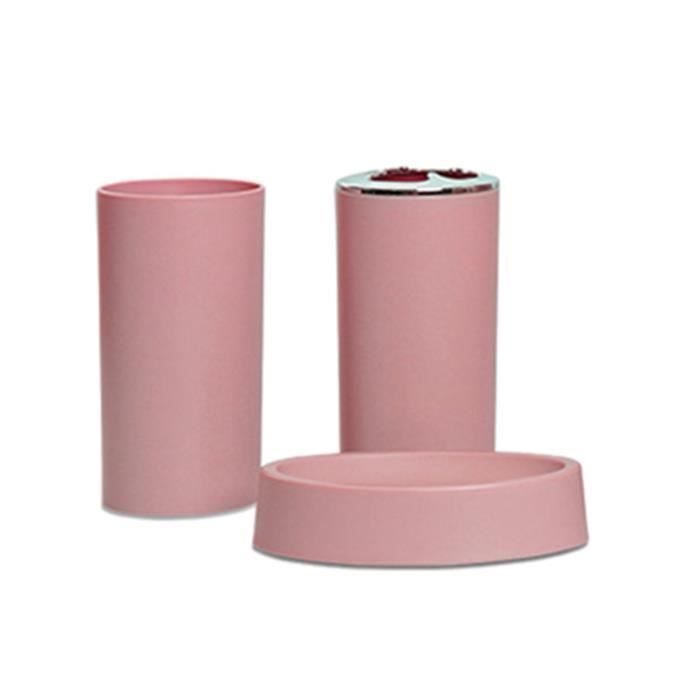 Bathroom accessory set - HOMYL - Pink - 6 pieces - Plastic