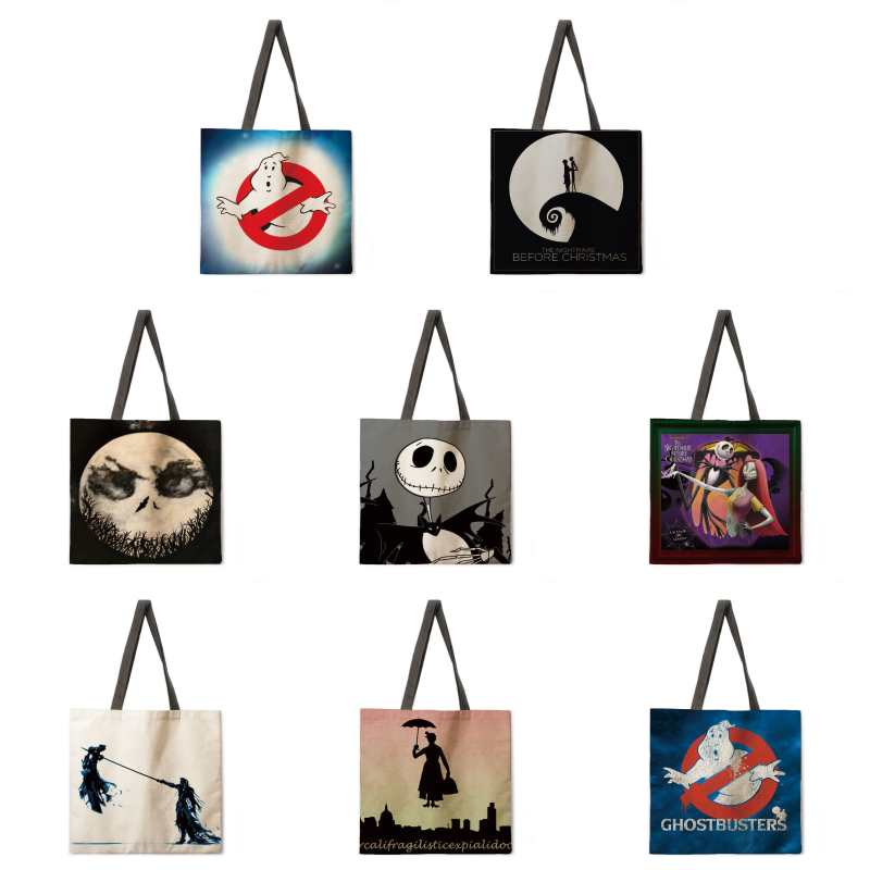 Sac décontracté en lin pour Halloween, sac de courses pliable, sac bandoulière femme, sac à main femme, sac de plage tendance