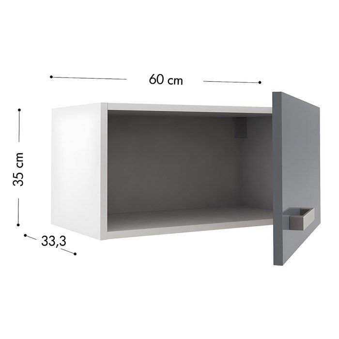 Cuisine complète - Avec plan de travail 180 cm - Gris brillant et Blanc - TRATTORIA